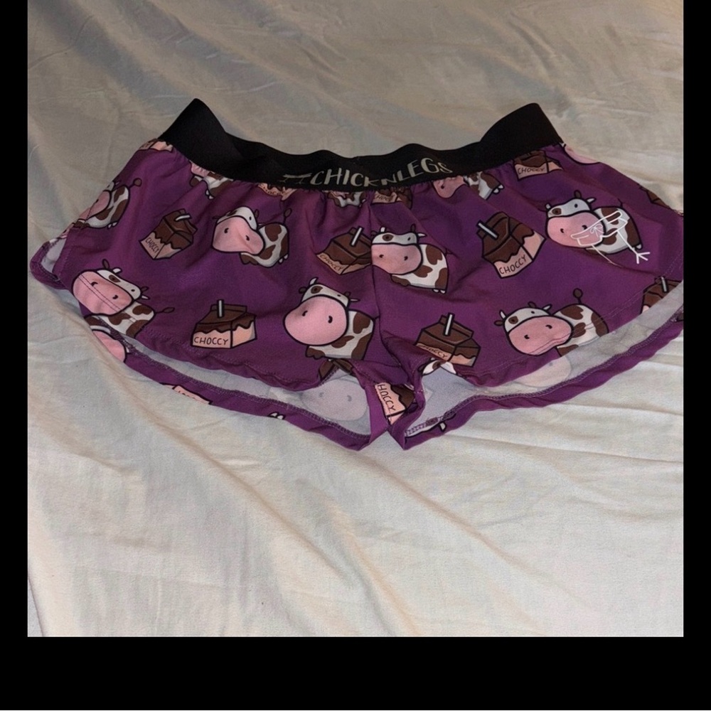 Chicken Legs Women's Fun Purple Athletic Shorts - Picture 8 of 8